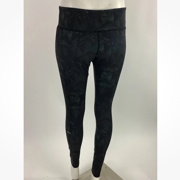 Alo Sz M Printed Leggings Green Full Length Yoga Workout Running Gym Pants - Picture 3 of 5